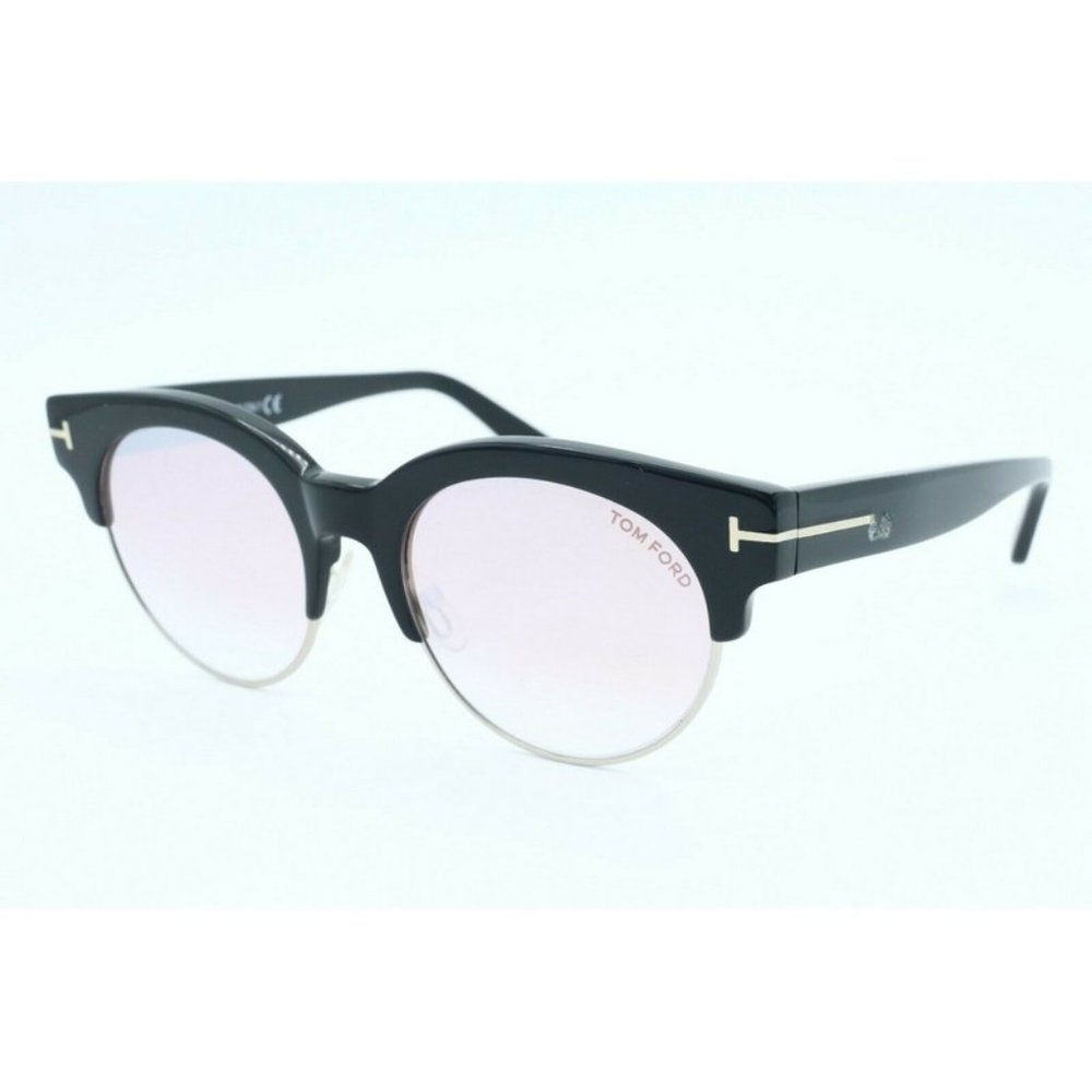 Tom Ford Henri-02 TF 598 01Z Round Black Sunglasses Pink Gradient Lens 52mm (B)